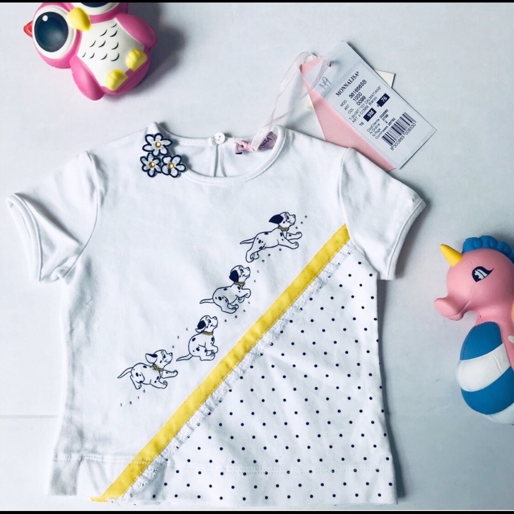 NWT Girls Dalmatians embellished white tee Top Europ…